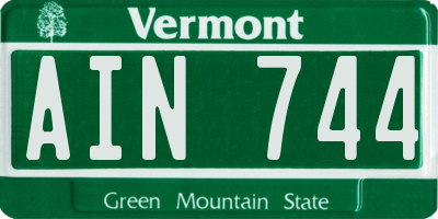 VT license plate AIN744