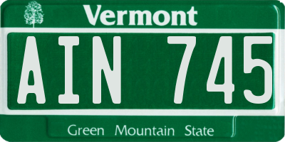 VT license plate AIN745