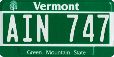 VT license plate AIN747