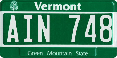 VT license plate AIN748