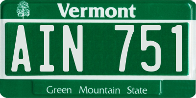VT license plate AIN751