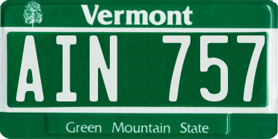 VT license plate AIN757