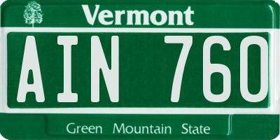 VT license plate AIN760