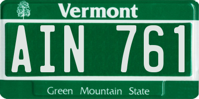 VT license plate AIN761