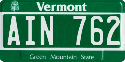 VT license plate AIN762