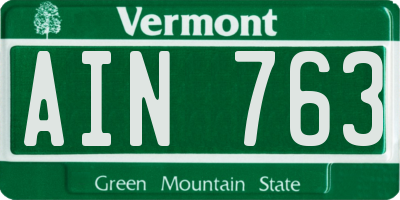 VT license plate AIN763