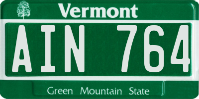 VT license plate AIN764