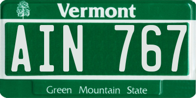 VT license plate AIN767