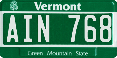 VT license plate AIN768