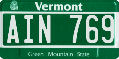 VT license plate AIN769