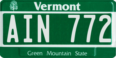 VT license plate AIN772