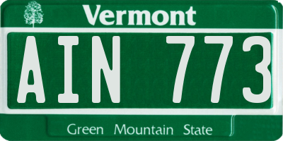 VT license plate AIN773