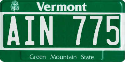 VT license plate AIN775
