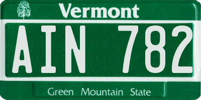 VT license plate AIN782