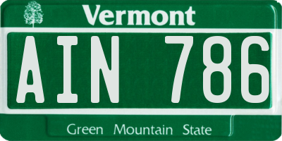 VT license plate AIN786
