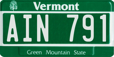 VT license plate AIN791