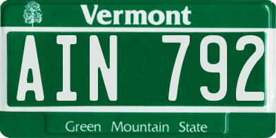 VT license plate AIN792