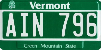 VT license plate AIN796