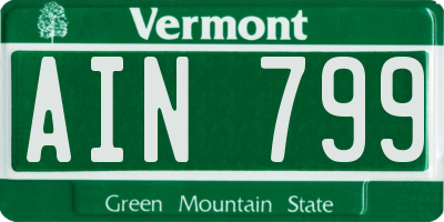 VT license plate AIN799