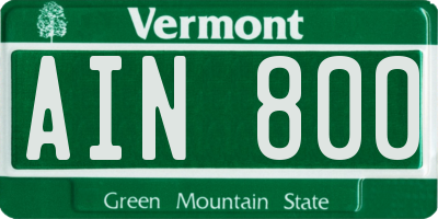 VT license plate AIN800