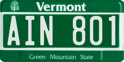 VT license plate AIN801
