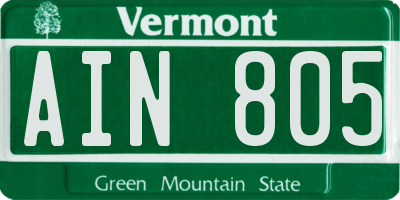 VT license plate AIN805