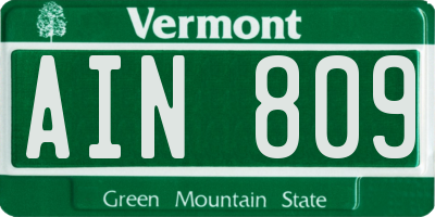 VT license plate AIN809