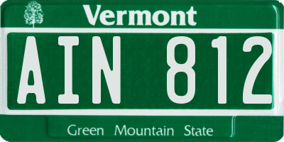 VT license plate AIN812
