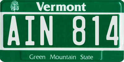 VT license plate AIN814