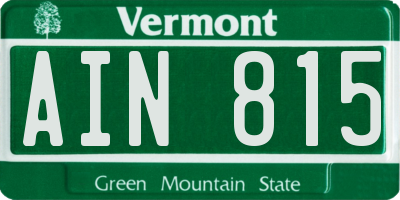 VT license plate AIN815