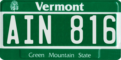 VT license plate AIN816