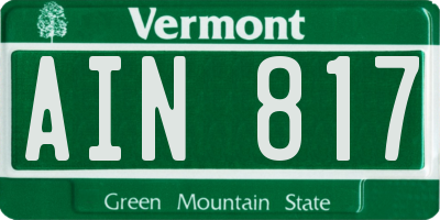 VT license plate AIN817