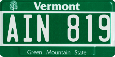VT license plate AIN819