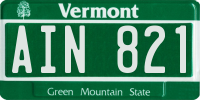VT license plate AIN821