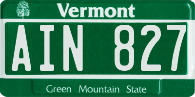VT license plate AIN827