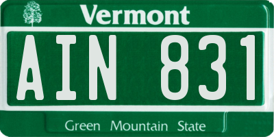 VT license plate AIN831