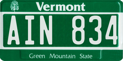 VT license plate AIN834