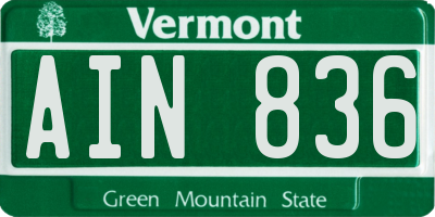 VT license plate AIN836