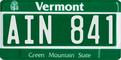 VT license plate AIN841