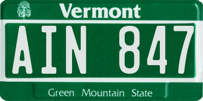 VT license plate AIN847