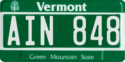 VT license plate AIN848