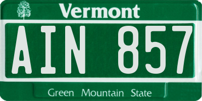 VT license plate AIN857