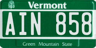 VT license plate AIN858