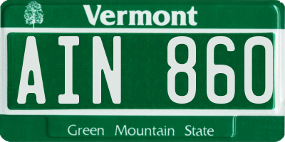 VT license plate AIN860