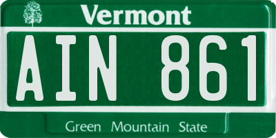 VT license plate AIN861