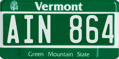 VT license plate AIN864