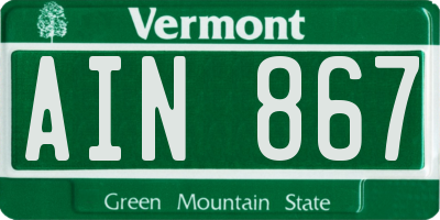 VT license plate AIN867