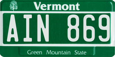 VT license plate AIN869