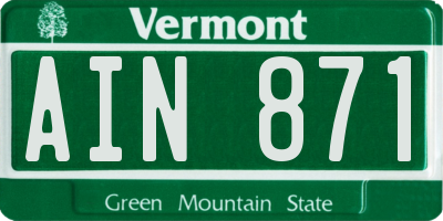 VT license plate AIN871