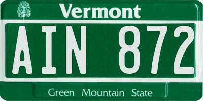 VT license plate AIN872